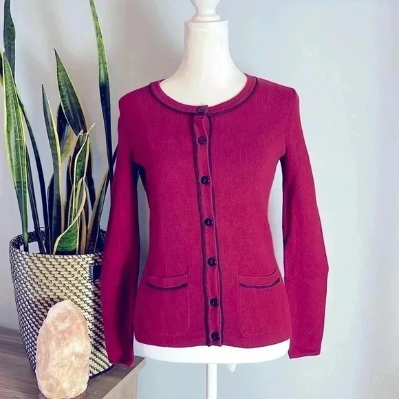 🔥NWT Ann Taylor Burgundy Cardigan - Picture 1 of 6
